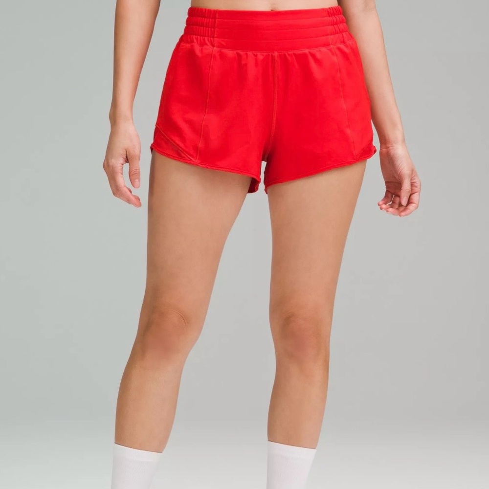 Lululemon Hotty Hot Red 4" Lined Women's Shorts